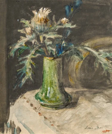 Vorderseite: Bouquet de fleurs dans un vase, Rückseite: Esquisse d'une tête, 1906