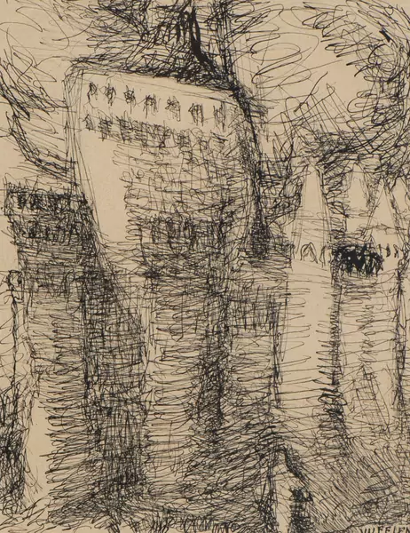 Louis SOUTTER (1871-1942), "Vufflens", encre sur papier titré en bas à droite. — DognyAuction