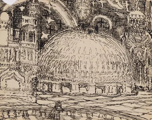 Louis SOUTTER (1871-1942), "La fête extraordinaire des fées et divins êtres", encre de Chine — DognyAuction