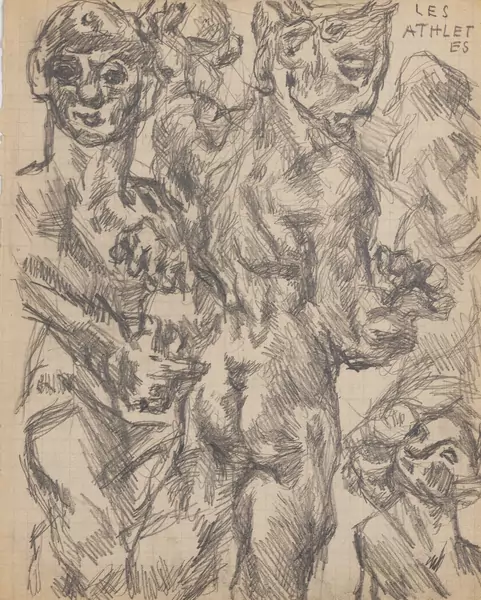 Louis SOUTTER (1871-1942), "Les athlètes", dessin au crayon — DognyAuction