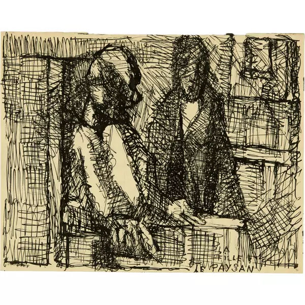 Louis Soutter — La Fille et le paysan — Galerie Kornfeld