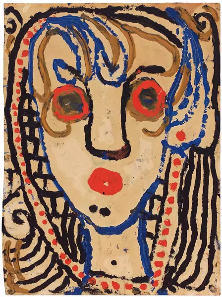 Louis Soutter — Tête de femme de face – La Cruche saigne — Galerie Kornfeld