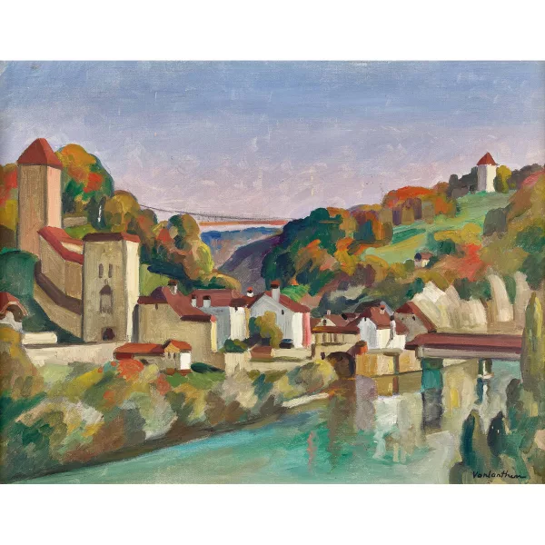 Louis Vonlanthen — Vue de Fribourg avec le pont St-Jean.