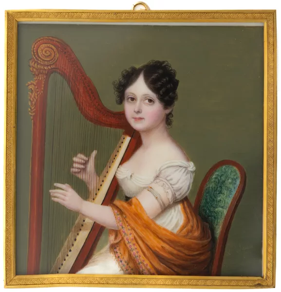 Louise Janin — Portrait einer Dame mit Harve