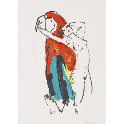 Luciano Castelli — Akt mit rotem Ara.