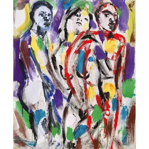 "Femme avec deux hommes"