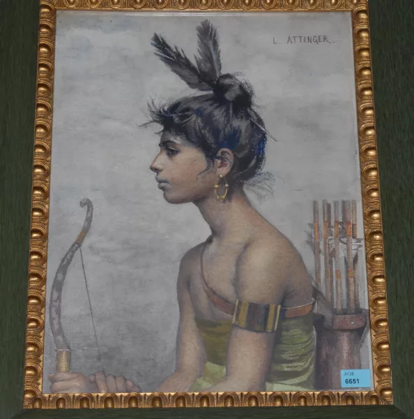 Lucie Attinger — Indianerin mit Bogen und Pfeilen