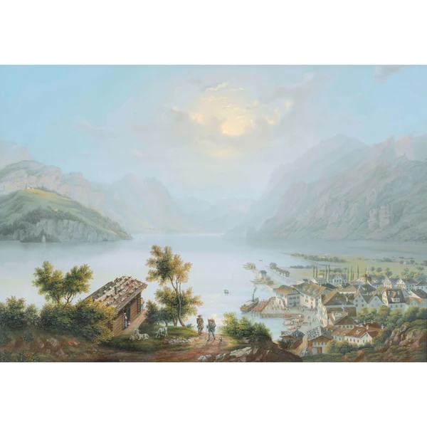 Ludwig Bleuler — BRUNNEN AU LAC DES QUATRE CANTONS BRUNNEN AT THE LAKE LUCERNE