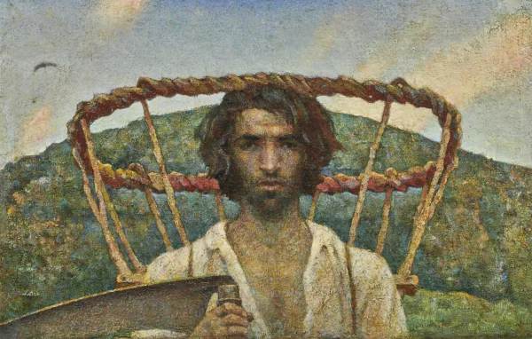 Luigi Taddei — Autoritratto giovanile con gerla e falce