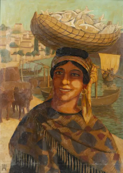 Marcel AMIGUET (1891-1958), "La porteuse de poissons", huile — DognyAuction