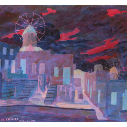 Marcel Amiguet — Sommerlicher Dorfplatz auf der Insel Mykonos.