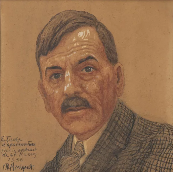 Marcel Amiguet — Etude d'après nature - portrait de C.F. Ramuz
