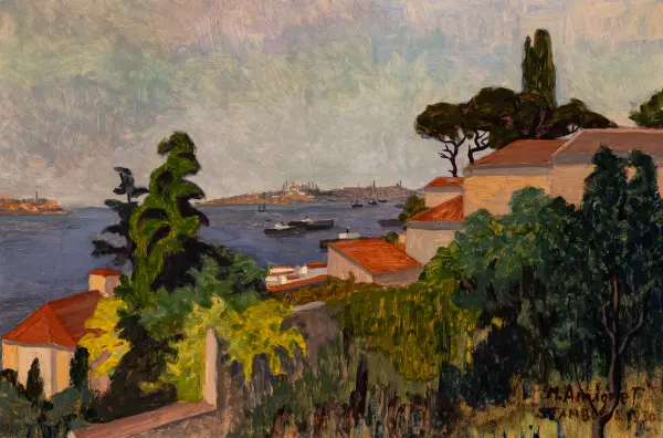 Blick auf den Bosporus mit Istanbul. 1930