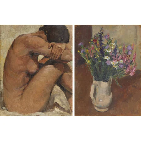 1. Frauenakt. 2. Blumenstillleben