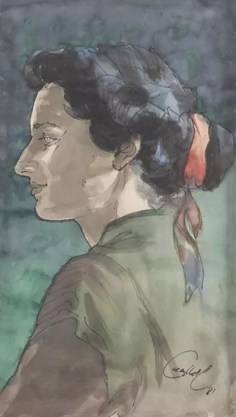 Marcus CAMPBELL (1905-1992), "Jeune fille au ruban rose" 1981 — DognyAuction