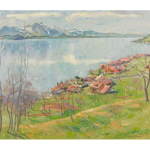 Marcus Jacobi — Herbstliche Thunerseelandschaft mit Stockhornkette.