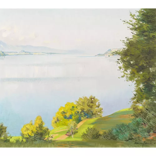 Marcus Jacobi — Sommerliche Landschaft am Thunersee.