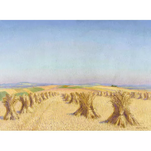 Marcus Jacobi — Weite Feldlandschaft mit Garben.