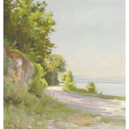 Marcus Jacobi — Sonnige Wegpartie am Seeufer.