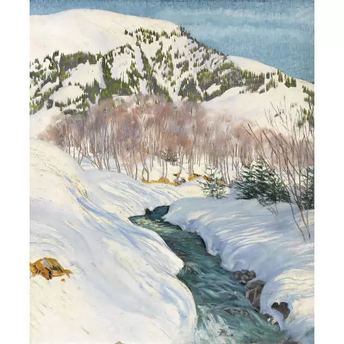 Sonnige verschneite Berglandschaft