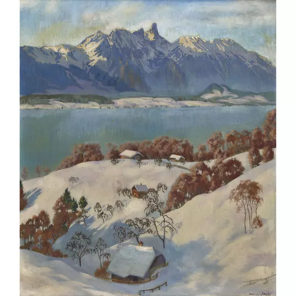 Winterlicher Thunersee mit Stockhorn