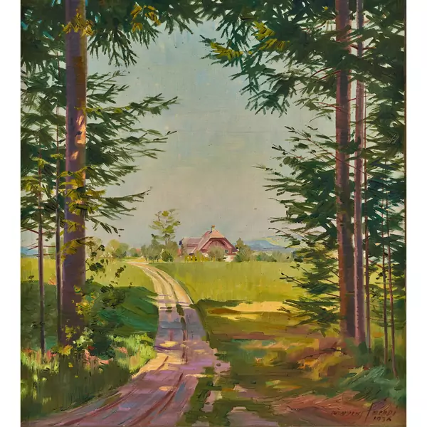 Blick vom Waldrand auf ein Bauernhaus im Bernbiet