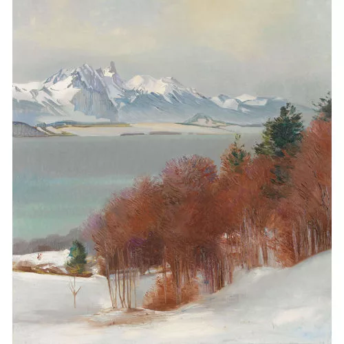Marcus Jacobi — Winterlicher Thunersee mit dem Stockhorn.