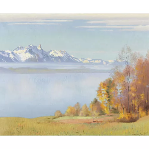 Marcus Jacobi — Blick auf den Thunersee mit Stockhornkette.