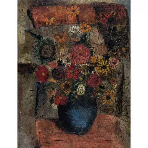 Blumenbouquet in blauer Vase