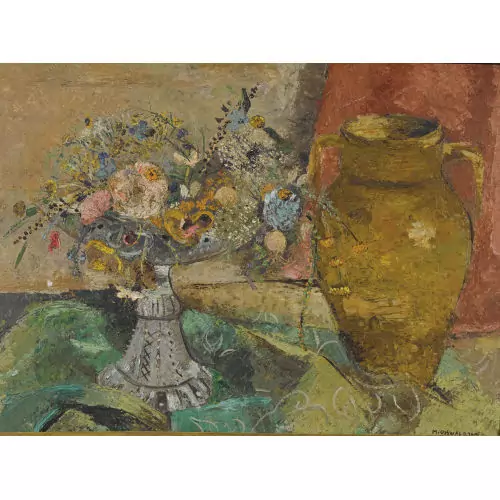 Stillleben mit Blumenstrauss und Henkelvase