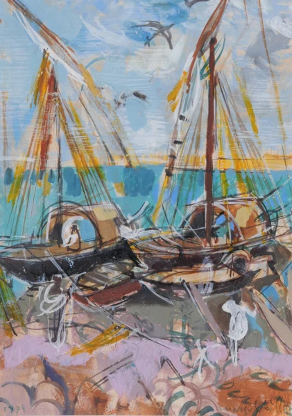Margo Veillon — Zwei Zeichnungen: Ohne Titel, 1974; Ohne Titel