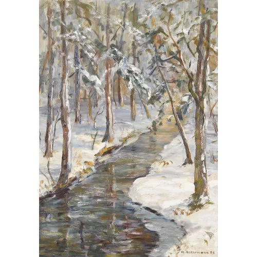 Marguerite Ackermann — Winterliche Waldpartie mit Bach.