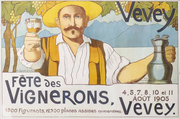 Marguerite BURNAT-PROVINS (1872-1952),"Fête des Vignerons, Vevey, août 1905", Lithographie signée — DognyAuction