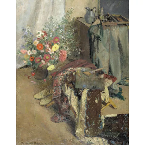 Marguerite Frey-Surbek — Atelierstillleben mit Sommerblumenstrauss.