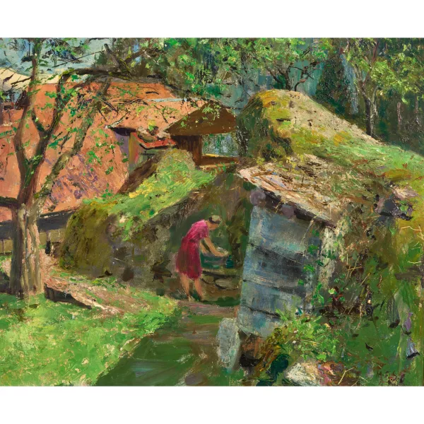 Marguerite Frey-Surbek — Frau am Brunnen bei Iseltwald.