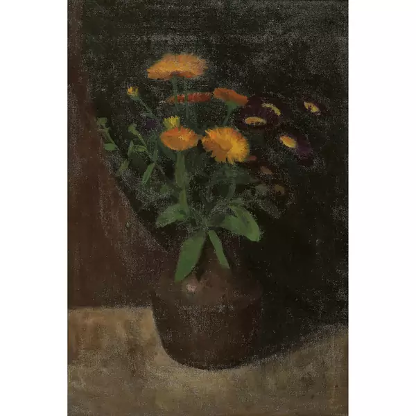 Stillleben mit Ringelblumen in Vase