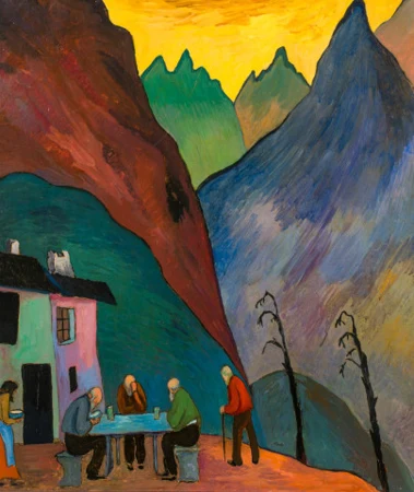 Wirtschaft vor Gebirgslandschaft