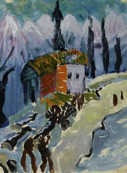 MARIANNE VON WEREFKIN — Holzabfuhr in den Tessiner Bergen im Schnee. 2. Hälfte 20er Jahre. — Koller Auktionen