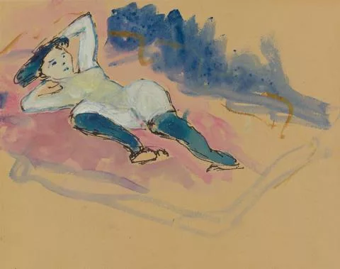 Marianne von Werefkin — Akt mit Armen hinter dem Kopf. Verso: Akt (jeweils Helene Nesnakomoff)