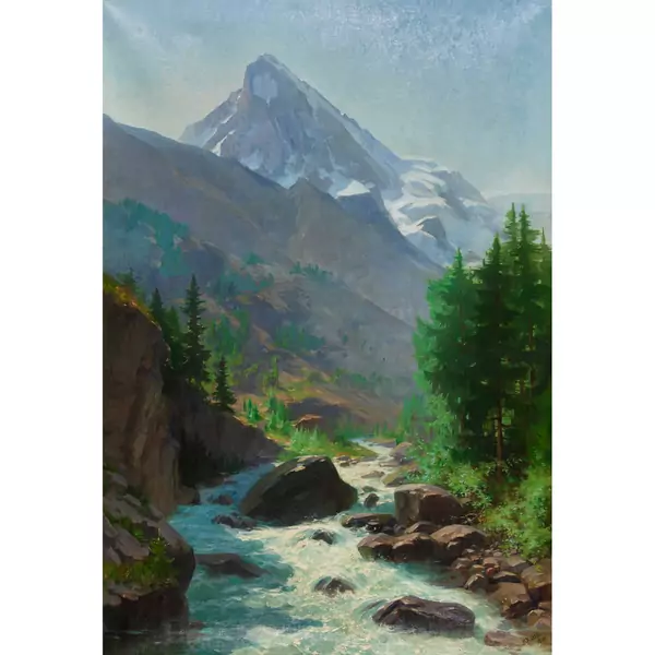 Gebirgsbach mit Dent Blanche
