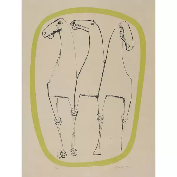 "Trois chevaux, bordure jaune"