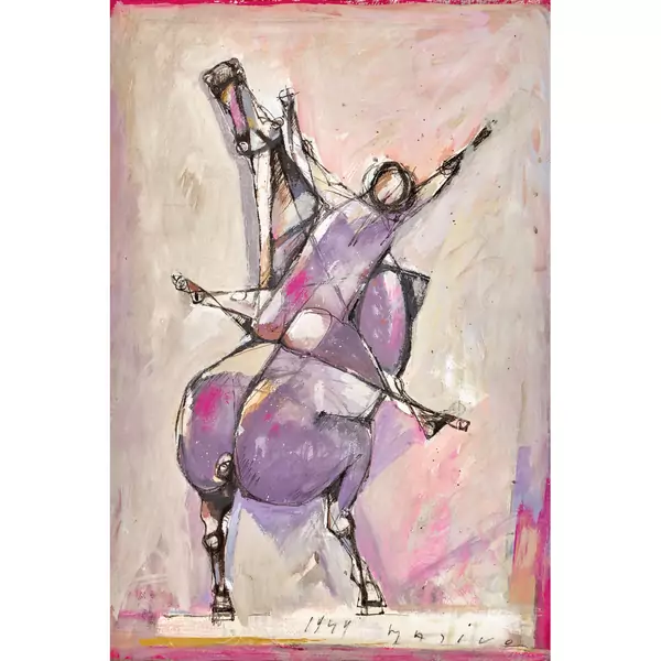 "Cavallo e cavaliere visto da dietro"