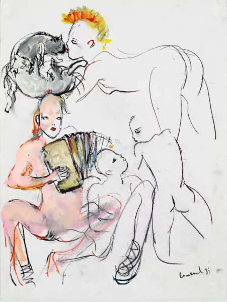 Mario Comensoli — 3 Zeichnungen: Punks, 1986; 1988