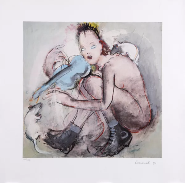 Mario Comensoli — Punkerin mit Ratten und Geige, 1990