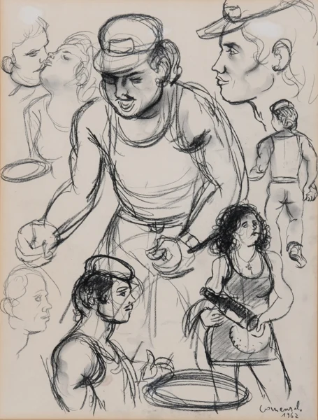 Mario Comensoli — 2 Zeichnungen: Studie, 1962; Portraitstudie, 1983