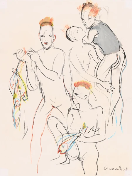 Mario Comensoli — 2 Zeichnungen: Punks, 1988