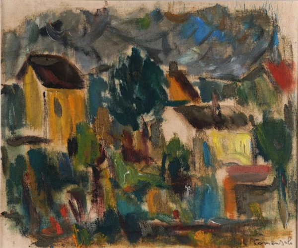Mario Comensoli — Recto: Dorf; verso: Porträt