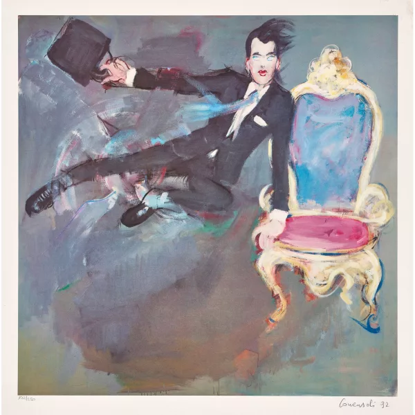 Mario Comensoli — Fliegender Mann mit Mappe.