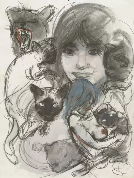 MARIO COMENSOLI — Maria mit Katzen. Um 1985. — Koller Auktionen