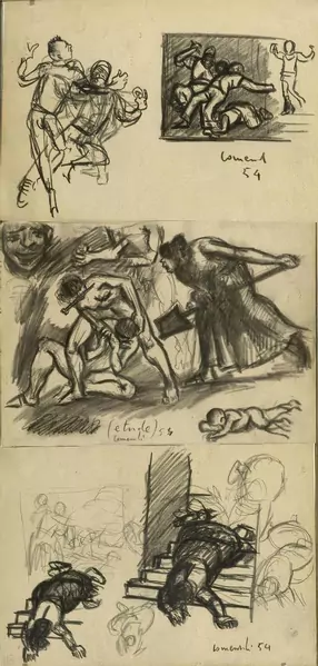 MARIO COMENSOLI — Drei Kohlezeichnungen. 1954. — Koller Auktionen